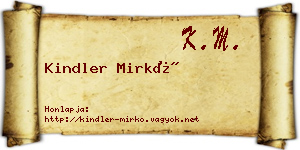 Kindler Mirkó névjegykártya